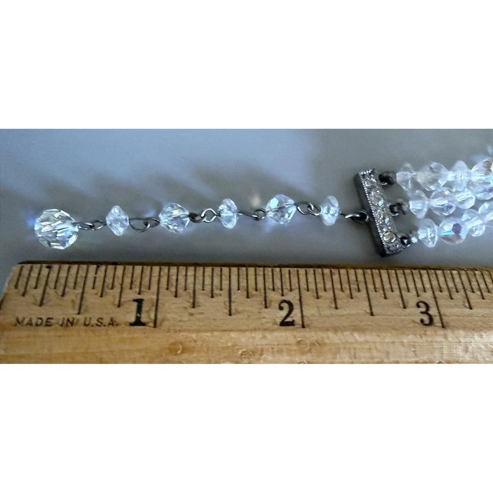 AB Glass Sugar Bead Multi‑Strand Necklace Vintage Sparkle 12